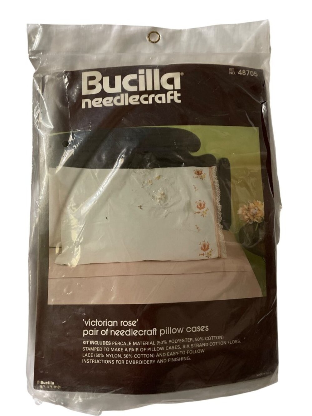 Bucilla Victorian Rose Needlecraft Pillowcase Kit Embroidery Lace Craft